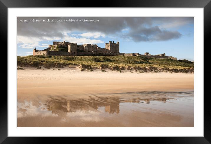 Bamburgh Castle and Beach Northumberland Coast Framed Mounted Print by Pearl Bucknall