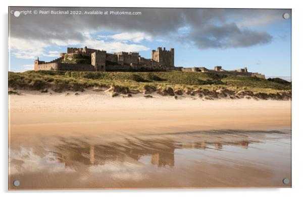 Bamburgh Castle and Beach Northumberland Coast Acrylic by Pearl Bucknall