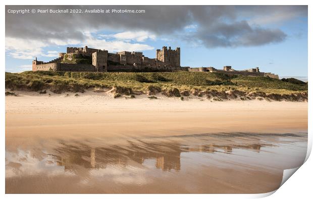 Bamburgh Castle and Beach Northumberland Coast Print by Pearl Bucknall