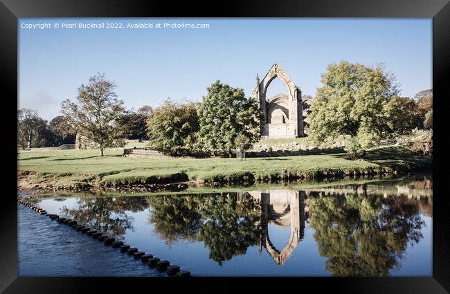Bolton Abbey Across River Wharfe Yorkshire Dales Framed Print by Pearl Bucknall
