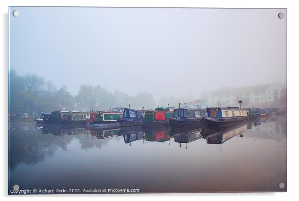 Foggy morning on the Leeds Liverpool canal Acrylic by Richard Perks