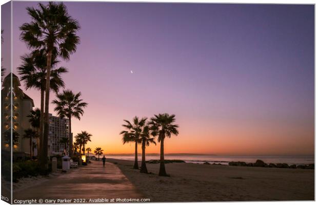 Dawn on Coronado Beach, San Diego Canvas Print by Gary Parker