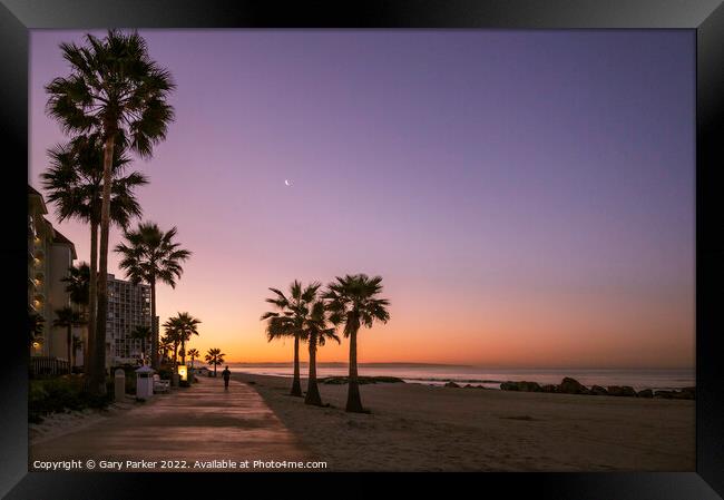 Dawn on Coronado Beach, San Diego Framed Print by Gary Parker