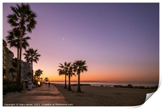 Dawn on Coronado Beach, San Diego Print by Gary Parker