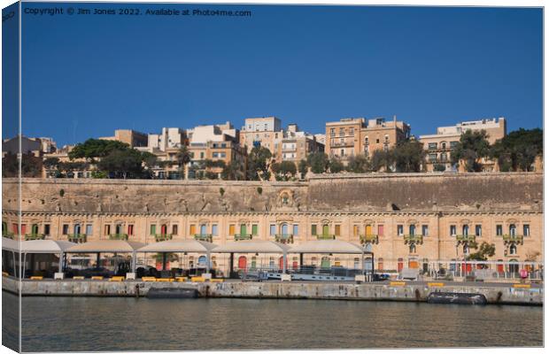 Pinto Stores, Valletta Waterfront Canvas Print by Jim Jones