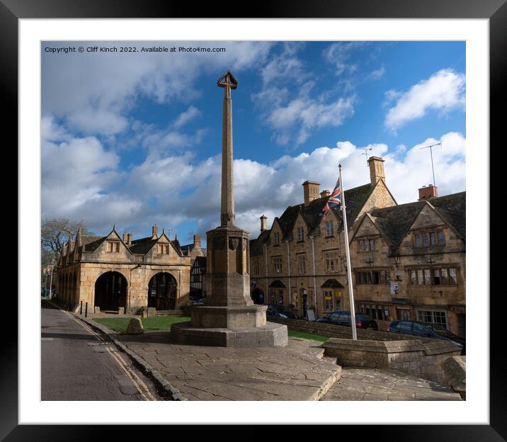 Market Hall and War Memorial Chipping Campden Framed Mounted Print by Cliff Kinch