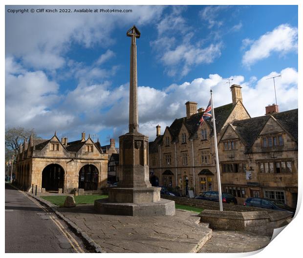 Market Hall and War Memorial Chipping Campden Print by Cliff Kinch