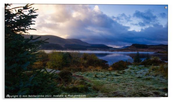 First Frost Loch Doon in Ayrshire Scotland Acrylic by Ann Biddlecombe