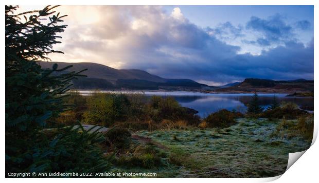 First Frost Loch Doon in Ayrshire Scotland Print by Ann Biddlecombe
