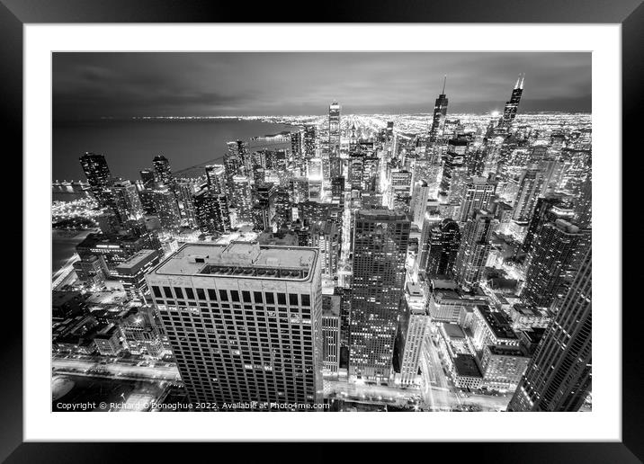 Chicago Monochromatic Downtown Framed Mounted Print by Richard O'Donoghue