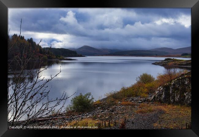 Stormy View Over Loch Doon Framed Print by Ann Biddlecombe
