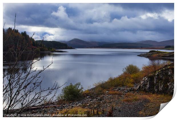 Stormy View Over Loch Doon Print by Ann Biddlecombe