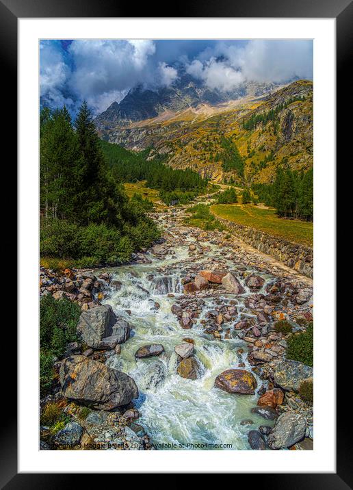 Picturesque of Monte Rosa Alps Glacier in Piedmont, Italy.  Framed Mounted Print by Maggie Bajada
