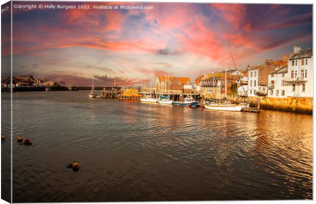 Twilight Serenade at Whitby Bay Canvas Print by Holly Burgess