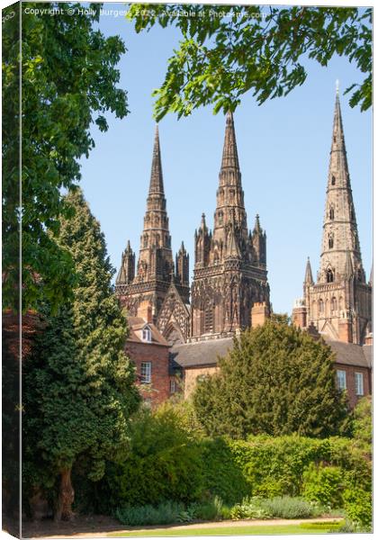 Tri-Spired Lichfield Cathedral: A Gothic Masterpie Canvas Print by Holly Burgess