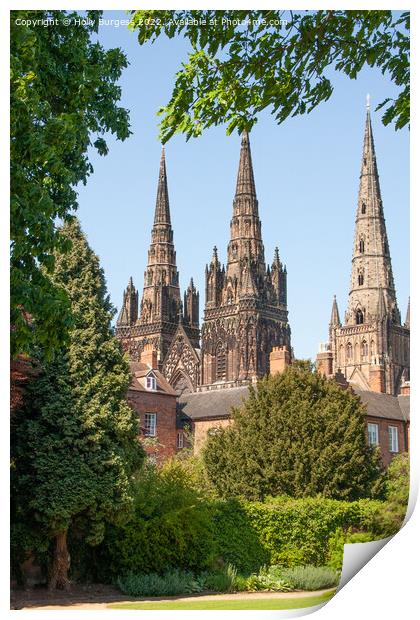 Tri-Spired Lichfield Cathedral: A Gothic Masterpie Print by Holly Burgess