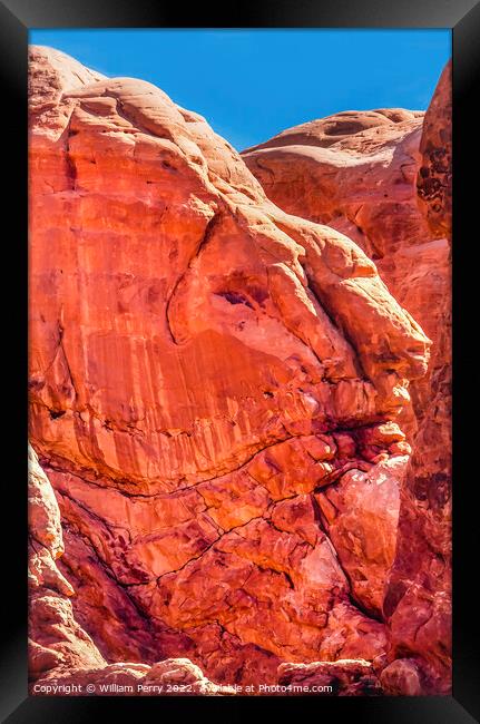  Rock Canyon Man Arches National Park Moab Utah  Framed Print by William Perry