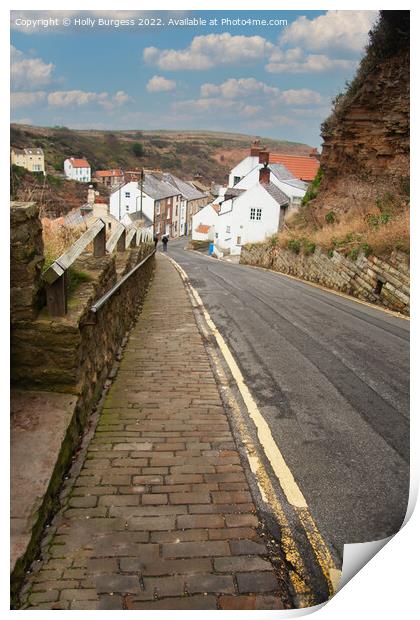 Staithes a beautiful village in Yorkshire, where the sky meets the beach after a long walk  Print by Holly Burgess