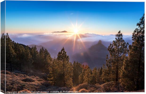 View from Gran Canaria to Tenerife at Sunset Canvas Print by Richard O'Donoghue