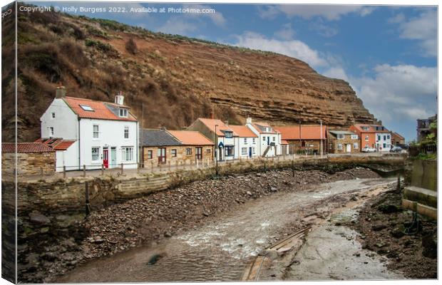 Tranquil Staithes: Yorkshire's Timeless Coastal Re Canvas Print by Holly Burgess