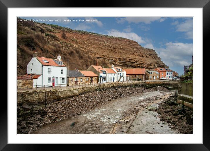 Tranquil Staithes: Yorkshire's Timeless Coastal Re Framed Mounted Print by Holly Burgess