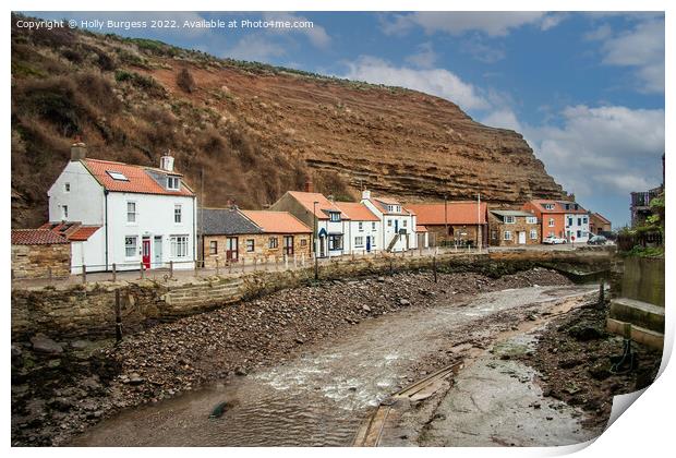 Tranquil Staithes: Yorkshire's Timeless Coastal Re Print by Holly Burgess