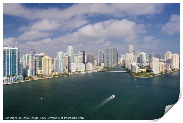 Downtown Miami and Brickell Key Print by Kasia Design