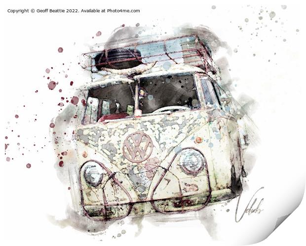 Vdub camper Print by Geoff Beattie