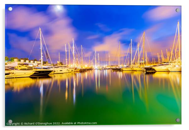 Majorca sunlit boats  Acrylic by Richard O'Donoghue
