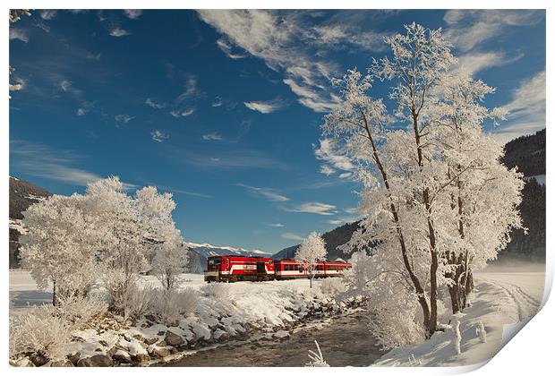 Winter creek with a train Print by Thomas Schaeffer