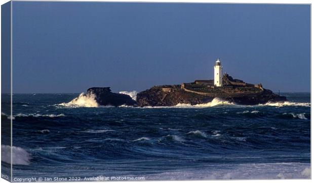 Godrevy lighthouse in Cornwall  Canvas Print by Ian Stone