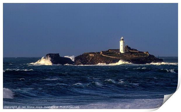 Godrevy lighthouse in Cornwall  Print by Ian Stone