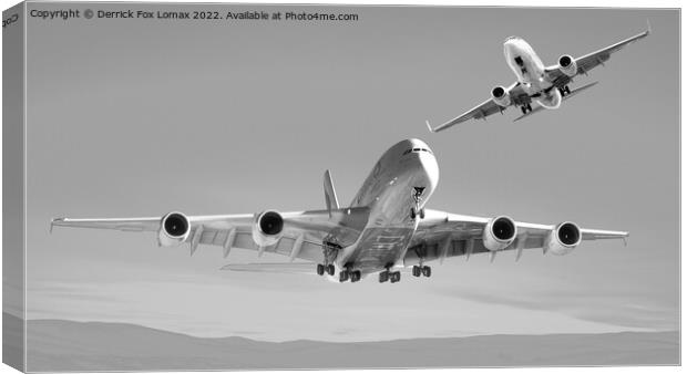 Emirates A380 Airbus Canvas Print by Derrick Fox Lomax