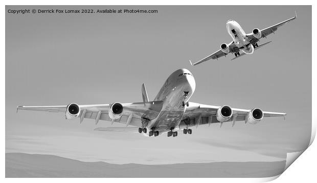 Emirates A380 Airbus Print by Derrick Fox Lomax