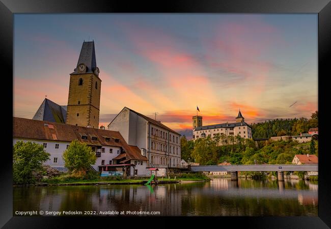 Small town and medieval castle Rozmberk nad Vltavou, Czech Republic. Framed Print by Sergey Fedoskin