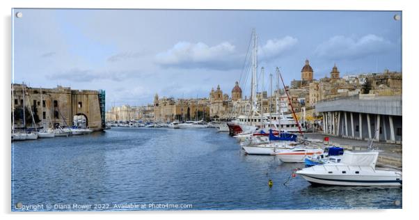 The Grand Harbour Valletta Malta Panoramic Acrylic by Diana Mower