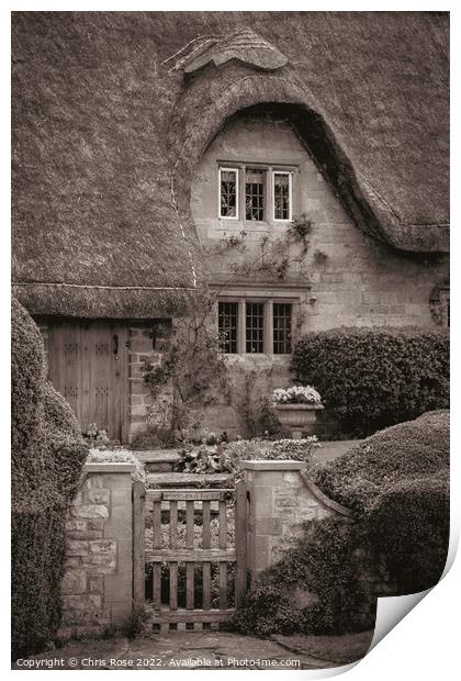 Chipping Campden, thatched cottage Print by Chris Rose
