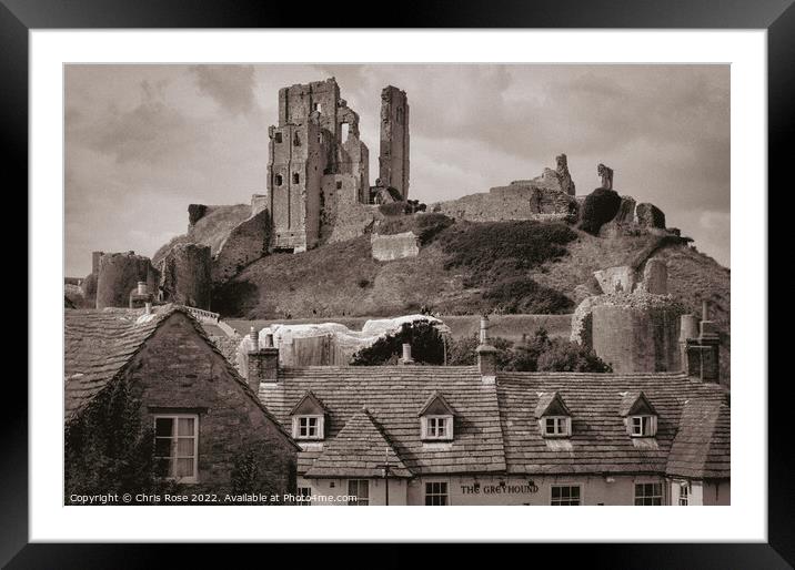 Corfe Castle Framed Mounted Print by Chris Rose