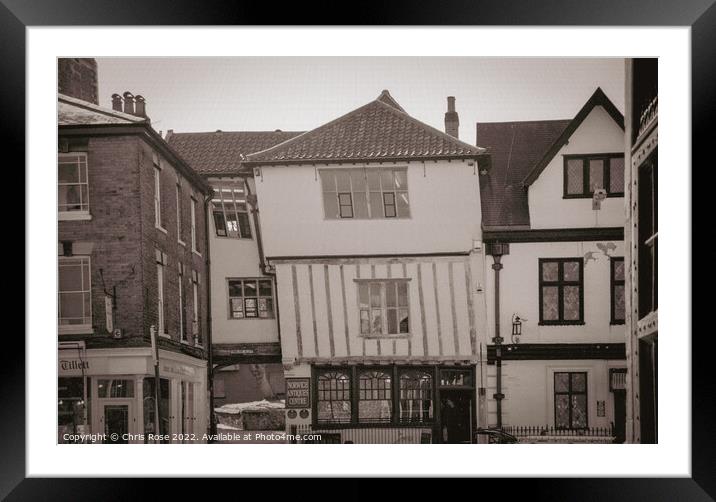 Norwich, Crooked old half-timbered bu Framed Mounted Print by Chris Rose