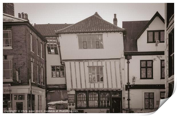 Norwich, Crooked old half-timbered bu Print by Chris Rose
