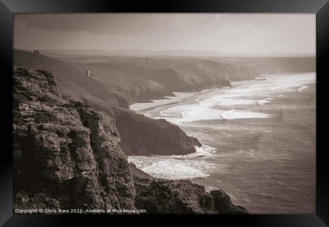 St Agnes Head coastline Framed Print by Chris Rose