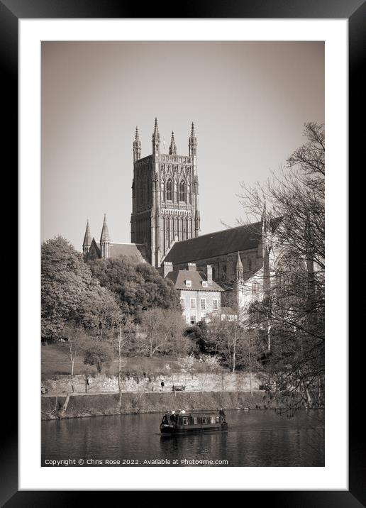 Canal boat on the River Severn Framed Mounted Print by Chris Rose