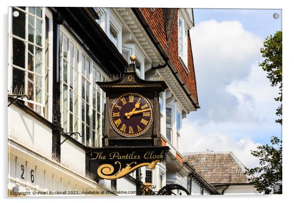 The Pantiles Clock Tunbridge Wells Acrylic by Pearl Bucknall