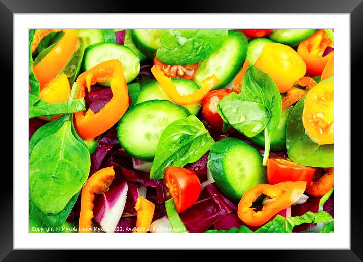 Colorful vegetable salad, food background Framed Mounted Print by Mykola Lunov Mykola