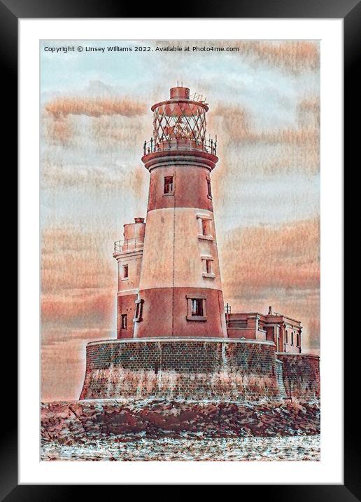 Longstone Lighthouse 2 Framed Mounted Print by Linsey Williams