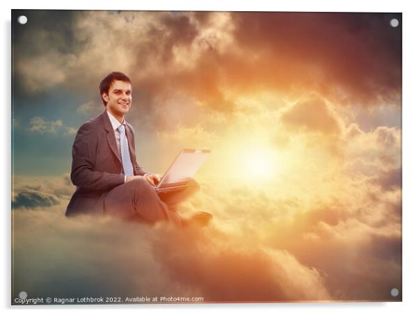 Happy businessman cloud computing Acrylic by Ragnar Lothbrok