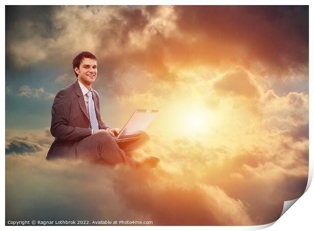 Happy businessman cloud computing Print by Ragnar Lothbrok