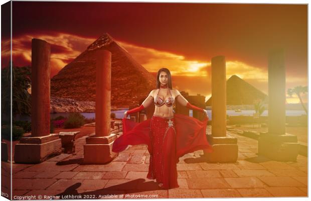 Oriental dancer in the temple at sunset Canvas Print by Ragnar Lothbrok