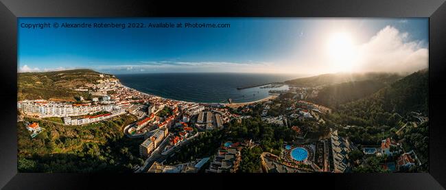 Aerial panoramic biew of the Sesimbra, Portugal Framed Print by Alexandre Rotenberg