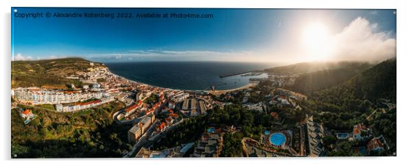 Aerial panoramic biew of the Sesimbra, Portugal Acrylic by Alexandre Rotenberg